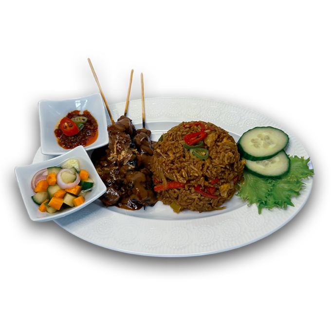Kip Saté (3 stuks) met Nasi